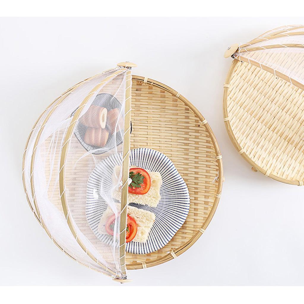 Eco friendly natural premium quality bamboo netted food covers large bamboo cover with white net