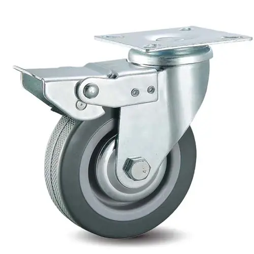 50 75 100 125mm Gray Rubber PVC Industrial Castors Wheel For Dining Car, Furniture Rubber castor