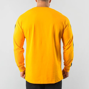 เสื้อยืดแขนยาวสำหรับผู้ชาย,เสื้อกีฬาฟิตเนสผ้าฝ้ายอีลาสเตน - Product Image 2