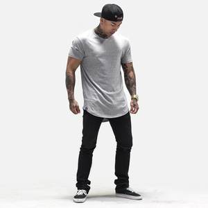 New Fashion Plus Size <b>Men's</b> Cotton Jersey Breathable <b>Long</b> Length <b>Extra</b> <b>Long</b> Curved Hem Scoop Bottom <b>T</b>-<b>Shirt</b> - Product Image 3