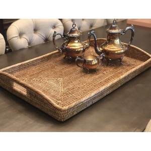 Vietnam gros plateau de service en rotin naturel petit déjeuner fait à la main en osier désert plateaux de service plateau de nourriture en bambou pour une utilisation au restaurant - Product Image 3