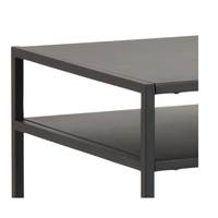 Bureau d'angle moderne et élégant Blue Ocean en fer noir, avec étagères de rangement extensibles à 4 niveaux, plateau en bois, stable et pré-assemblé pour le bureau