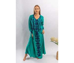 Vestido largo de manga larga, marroquí, bordado, para mujer - Product Image 1
