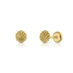 9K SOLID GOLD Fashion Earrings (Available 10k-14k-18k) Shell Women Children Kids Ear Clip Screw Back Made in Spain