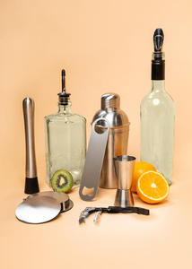 King International 10-Piece Eco-Friendly Bartender <b>Kit</b> Stylish Bamboo Wood Stand with Martini <b>Cocktail</b> Shaker Set - Product Image 4