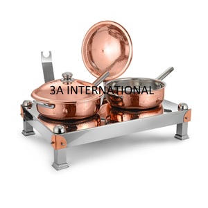 <b>Top</b> Trending Handcrafted Serving Pot Serving Dish Hotpots Round Shape <b>Shiny</b> Designer Metal Chafing Dish Casserole Pots - Product Image 1