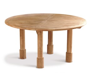 <b>Round</b> Solid Teak Wood Outdoor Dining <b>Table</b> Contemporary Design Durable Patio Furniture - Product Image 3
