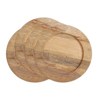 Assiettes de Présentation en Bois Naturel Écologiques (Lot de 4, 33 cm) Faites à la Main, Sûres pour les Aliments, Design Moderne, Personnalisables pour Fêtes, Gravure Personnalisée