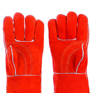 Guante de soldadura de cuero dividido de Vaca Naranja con función ignífuga antiimpacto anticorte forro interior lejano - Product Image 2