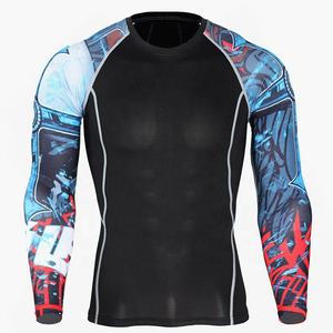 Haut de sport à compression performante, coupe ajustée, col rond, manches longues, pour homme, noir, en spandex, séchage rapide et anti-plis, PIHA SPORTS - Product Image 3