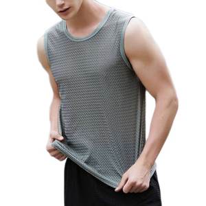 Custom Logo <b>Men's</b> Plus Size Gym Sleeveless Tank <b>Tops</b> <b>Mesh</b> Breathable Quick Dry Eco-Friendly Spandex/Cotton - Product Image 3
