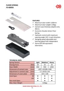 FS-600SD automatic hydraulic floor spring - Product Image 3