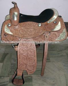 Silla de montar western con cuero genuino y estructura de madera/plástico - Product Image 2