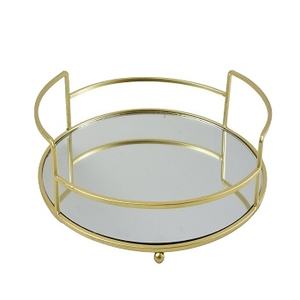 Decorative <b>Mirror</b> Tray <b>Gold</b> Plated <b>Round</b> Serving Trays High Quality Excellent Bar Trays Multifunction Design - Product Image 5