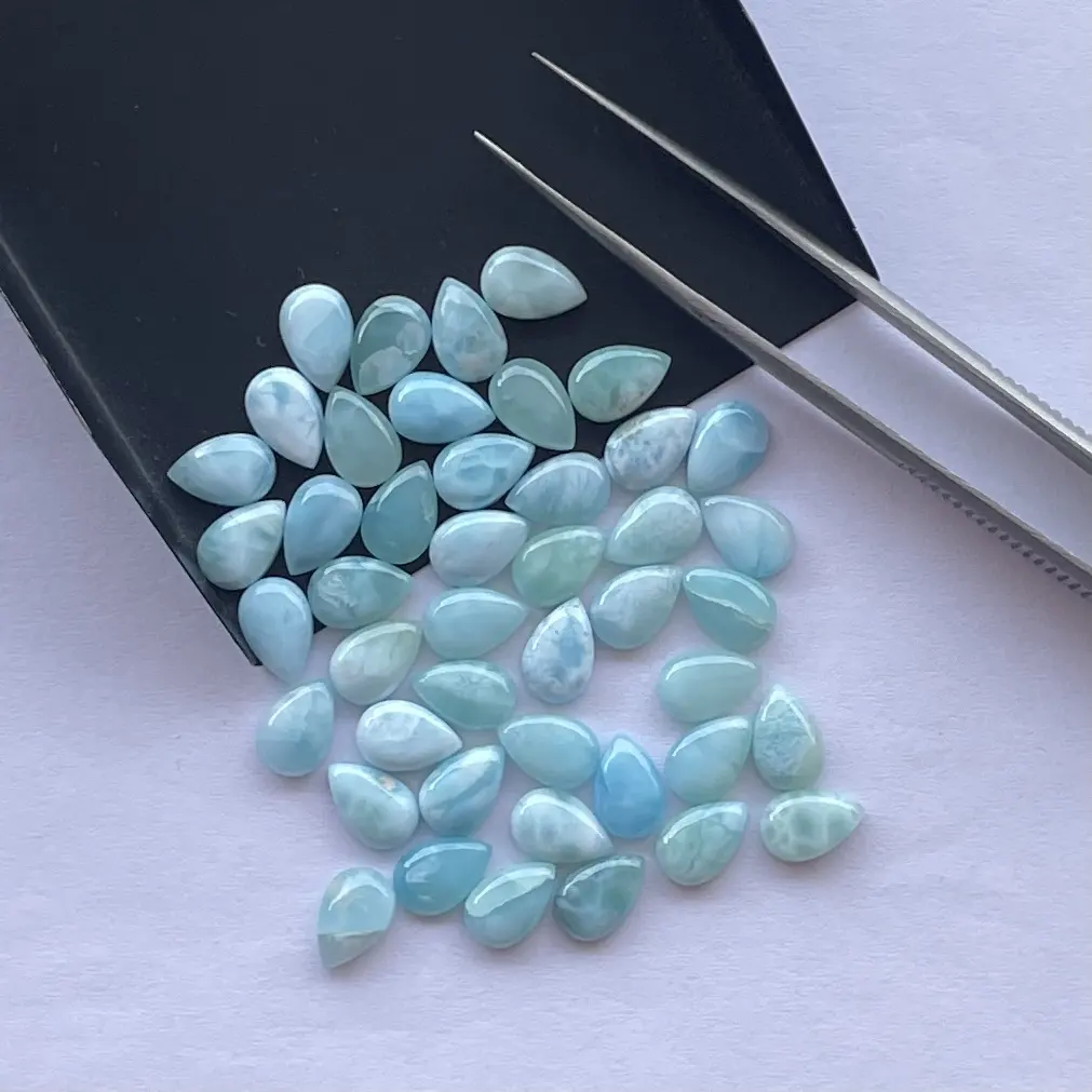 6x4mm Natural Larimar Pear Flatback Calibrated Cabochon from Manufacturer Shop Online at Wholesale Price Stones Closeout Deal