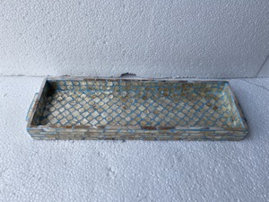 Juego más vendido de 2 bandejas de fregona hechas a mano Bandeja de servicio de madera y MDF de alta calidad para almacenamiento decorativo en el hogar para Ramadán - Product Image 6