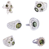 Bague classique de créateur en Moldavite ovale, argent sterling 925, zircone cubique, meilleure joaillerie fine pour femme, sertissage clos, mariage