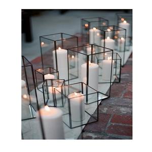 <b>Set</b> Of 2 Different Size Centerpiece Iron Black Color Centerpiece Simple Design <b>Square</b> Shape Decorative Centerpiece - Product Image 2