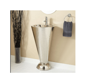 Fregadero de Pedestal de cobre Chapado en níquel, lavabos hechos a mano, barra única, fabricante, proveedor al por mayor - Product Image 1