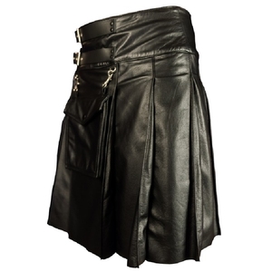 Vêtements en cuir noir de Style écossais, Style Kilt à usage régulier, élégants - Product Image 3