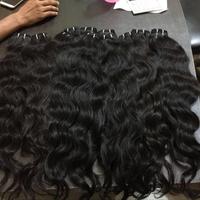 Pelo ondulado de cuerpo humano indio virgen crudo, extensión de cabello humano tejido con mechones y cierre, pelo crudo