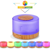 Humidificateur d'air Diffuseur D'huile Essentielle D'arome Ultrasonique de Grain en Bois LED Lumière Brouillard protection domestique avec minuterie télécommande 500ml
