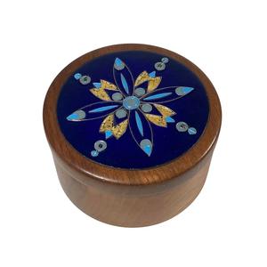 Standard Quality <b>Christmas</b> Gift Package Necklace <b>Earring</b> and Bangles Storage Mango Wooden Rounded Trinket Box - Product Image 1