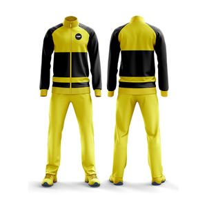 Survêtement personnalisé noir/jaune pour hommes, ensemble de survêtement, chemise et pantalon avec votre propre design et logo - Product Image 1