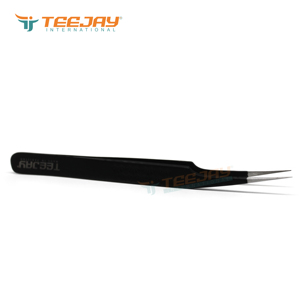 Pinzas de Aislamiento TEEJAY Lady Angular de Acero Inoxidable Negro Mate, Punta Lisa, Agarre Perfecto, Resistentes al Óxido, Ligeras, Tensión Suave - Product Image 1
