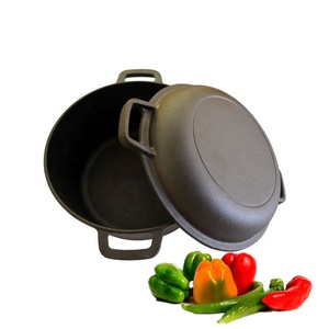 Ensemble de cuisine d'extérieur <span class=keywords><strong>pour</strong></span> le camping, marmite à soupe avec couvercle de casserole 2 <span class=keywords><strong>en</strong></span> 1, four hollandais <span class=keywords><strong>en</strong></span> <span class=keywords><strong>fonte</strong></span> pré-assaisonné - Product Image 2