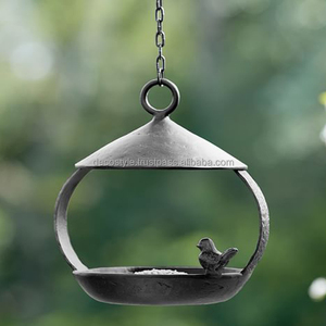 Đen đúc gỗ và sắt <span class=keywords><strong>Bird</strong></span> Feeder Vòng tròn thiết kế cho ngoài trời trang trí sân vườn - Product Image 1