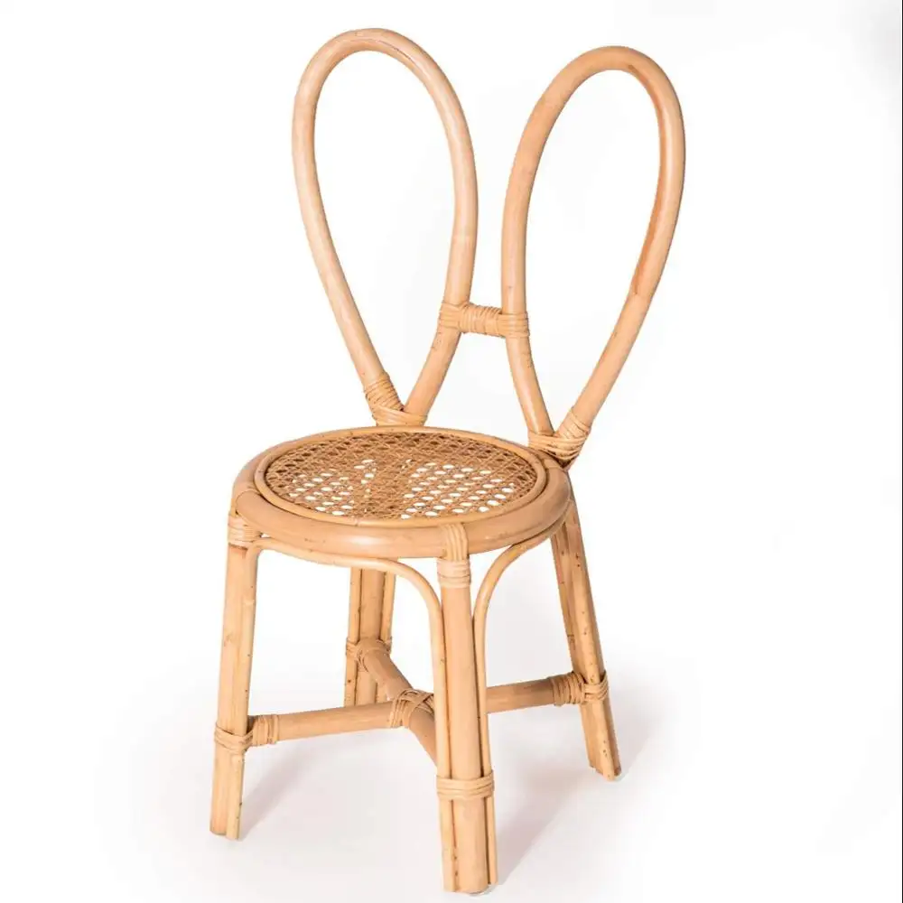 Handmade rattan children chairs natural wicker cane rabbit bunny chair for kids cheap price wholesale baby furniture