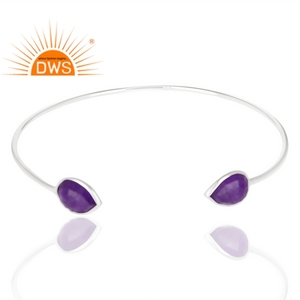 Beautiful Purple Aventurine Gemstone <b>Cuff</b> Bangle Designer Fine <b>Silver</b> Ladies Fashion <b>Cuff</b> Bangle Jewelry Supplier - Product Image 2