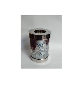 BRASS <b>TEA</b> <b>LIGHT</b> WITH A FLOWER GOLDEN FLOWER ENGRAVED CREMATION URN FUNERAL SUPPLIES BRASSWORLD INDIA - Product Image 5