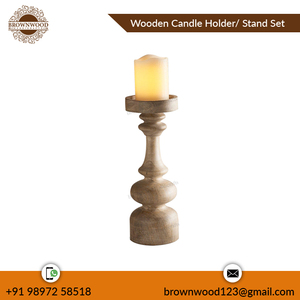 Bougeoirs en bois de manguier faits à la main Lot de 3 élégants supports en bois Pilier Idéal pour les décorations de mariage Décoration de Noël et de fête - Product Image 4