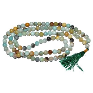 La Mejor Oferta en Amazonita Jap Mala, 108 Cuentas Talladas Estilo Feng Shui, Gema de Ágata, Recuerdo en Venta - Product Image 1