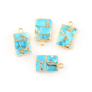 ขั้วต่อทรงสี่เหลี่ยมผืนผ้า14x10มม. ทำจากทองเหลืองชุบด้วยไฟฟ้าสีทอง14x10มม. - Product Image 1