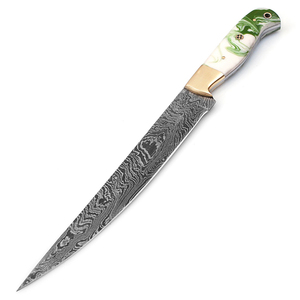 New Custom Hand Forged Damascus Fillet Fishing knife With leather Sheath cover (smk1632) - Product Image 1