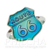 Anillo de estado de ánimo activado por temperatura con bisel de aleación de estaño estilo Route 66, nuevo modelo Philcha A1172, tamaño ajustable, unisex, para fiestas infantiles