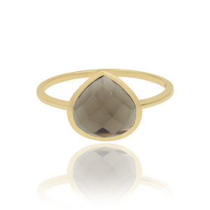 Nouvelle Collection Bague de Mariage Classique en Argent Sterling 925 Plaqué Or avec Pierre Précieuse en Quartz Fumé Taille Poire – En Stock, Vente en Gros de Bijoux - Product Image 3