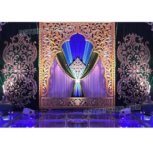 Mehndi ม่านฉากหลังเวที,ม่านฉากหลังสำหรับงานแต่งงานที่หรูหราการออกแบบฉากหลังเวทีงานแต่งงาน