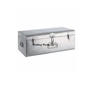 Galvanized <b>Trunk</b> <b>Box</b> Premium Quality Handmade Designer <b>Storage</b> <b>Box</b> Classic Stylish Home and Garden Ware Metal <b>Trunk</b> <b>Box</b> - Product Image 1