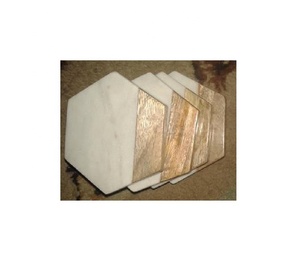 Lot de 4 sous-verres en bois, noyer, marbre, forme hexagonale, fabricant, grossiste, vente directe en usine - Product Image 1