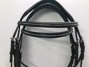 Brida Mexicana de Súper Calidad Hecha con Lana de Oveja Marino y Cuero, Cristales en la Muserola y la Diadema - Product Image 2