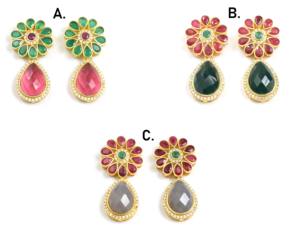 ชุดต่างหูแบบห่วงทำมือรูปดอกไม้เครื่องประดับชุบทองทองเหลืองเซอร์โคเนียลูกบาศก์สวยงาม - Product Image 6