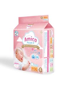 Marque japonaise de renom AMICO, couches pour bébé japonaises de haute qualité, fabriquées au Japon, taille NB, 96 pièces, choix n°1 - Product Image 2