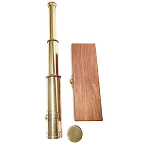 Télescope naturel pliable en laiton de 12 pouces, fait à la main, avec boîte en bois, couvercle de couleur, télescope à 2 plis, jouet unique, cadeau en verre - Product Image 1