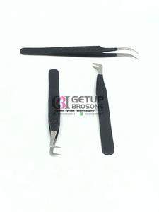 แหนบต่อขนตาสแตนเลสโค้งเคลือบผงสีดำพร้อมโลโก้ของคุณเอง - Product Image 4