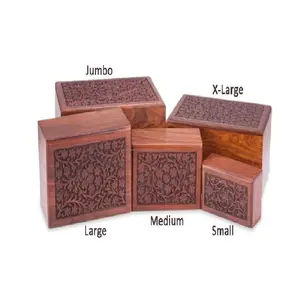 Oak Wood Handicrafts Natural Wooden Carved Pet Urns Ashes Cremation Dog Urns With Cheap Prize And Best Selling Product