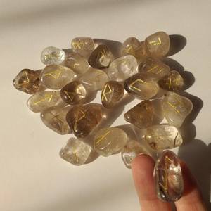 Juego de runas Futhark de cuarzo ahumado, 25 uds., hecho a mano, piedras preciosas de cristal talladas, grabado para Reiki Alfazal, pintura curativa de Chakra - Product Image 3